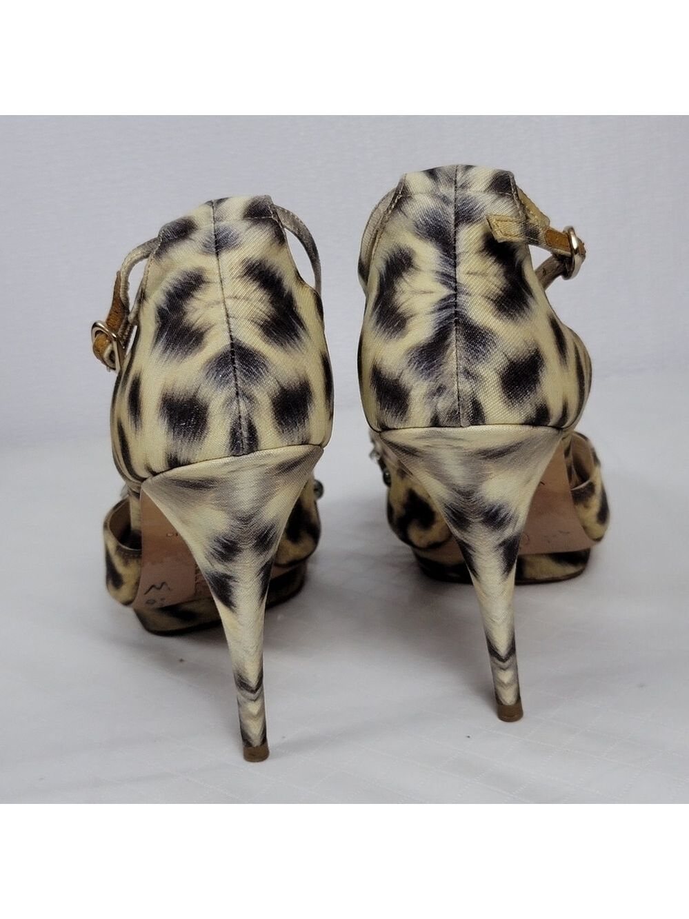 Oscar De La Renta Crystal Embellished Animal Print Platform Sandals 40 - Picture 10 of 14